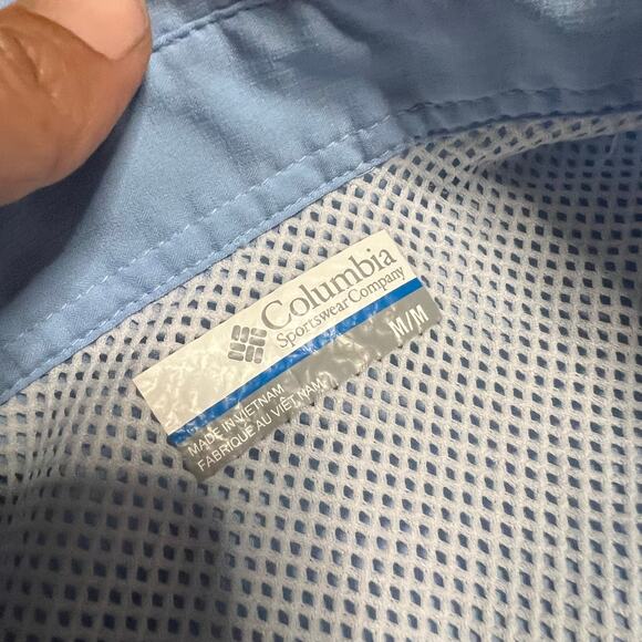 Columbia Shirt Mens Medium Light Blue PFG Performance Fishing Ling Sleeve - Picture 6 of 7